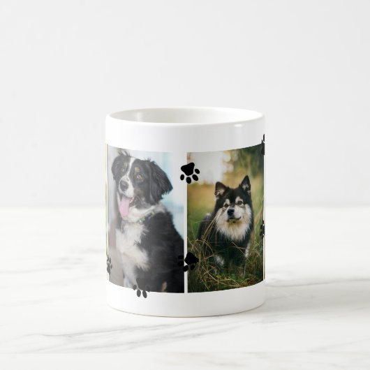 かわいい前足でペット写真4枚をプリント コーヒーマグカップ (中央)