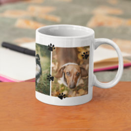 かわいい前足でペット写真4枚をプリント コーヒーマグカップ