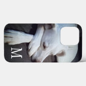 かわいい前足の白い犬の写真独身のイニシャル Case-Mate iPhoneケース (裏面 (横))