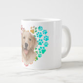 かわいい前足ハートゴールデンドッグパピーペット動物パーティー ジャンボコーヒーマグカップ (正面右)