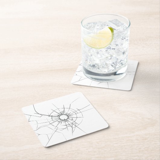 かわいい割れたガラス（穴付） スクエアペーパーコースター (インサイチュ)