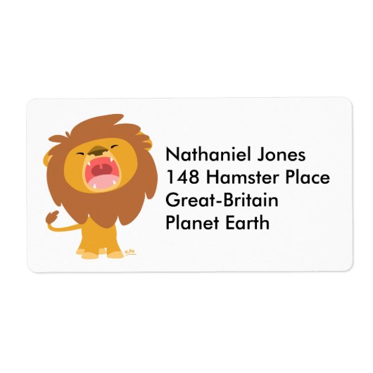 かわいい力強いライオンの漫画ラベル ラベル (正面)