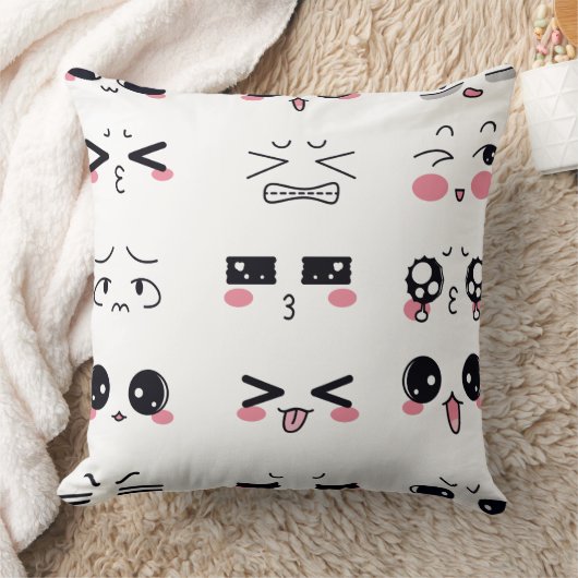 かわいい加面地 クッション (ブランケット)