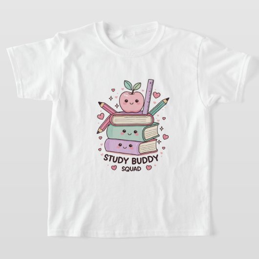 かわいい勉強仲間スクール用品  Tシャツ (レイダウン)