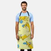 かわいい動きの犬のヴィンテージは継ぎ目なし。ドール エプロン (着用した状態)