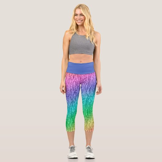 かわいい動揺してヴィンテージレインボーハイウエスト カプリレギンス (正面)