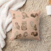 かわいい動物おもしろいの猫とネズミの物語ピンクベビー クッション (ブランケット)