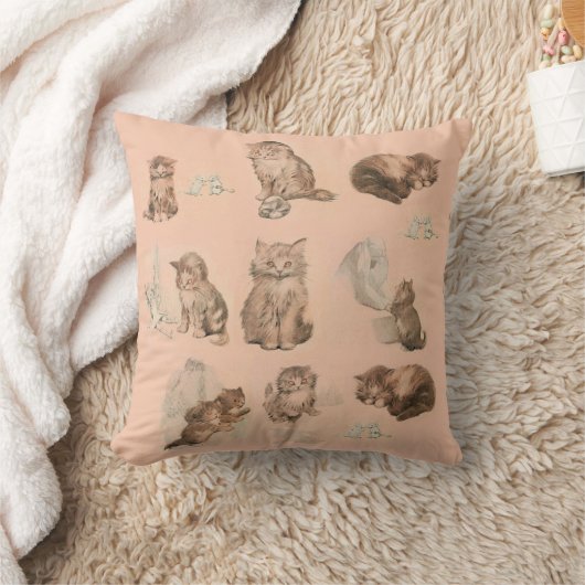 かわいい動物おもしろいの猫とネズミの物語ピンクベビー クッション (ブランケット)