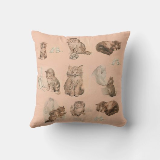 かわいい動物おもしろいの猫とネズミの物語ピンクベビー クッション (裏面)