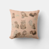 かわいい動物おもしろいの猫とネズミの物語ピンクベビー クッション (正面)