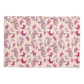 かわいい動物がピンクのパターン名を踊る 枕カバー (裏面-左)