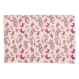 かわいい動物がピンクのパターン名を踊る 枕カバー