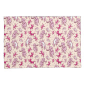 かわいい動物がピンクのパターン名を踊る 枕カバー (正面右)