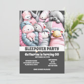 かわいい動物がピンク色の灰色の眠りに眠る 招待状 (スタンド正面)