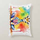 かわいい動物がヨガをする アクセントクッション (正面(垂直))