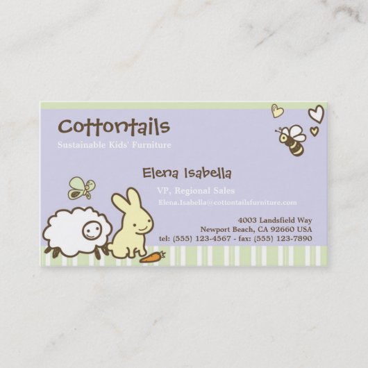 かわいい動物が付いている子供及び家族カード 名刺 (正面)