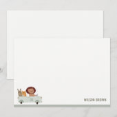 かわいい動物が車でお祝いシティロードの子供の誕生日 ノートカード (正面/裏面)