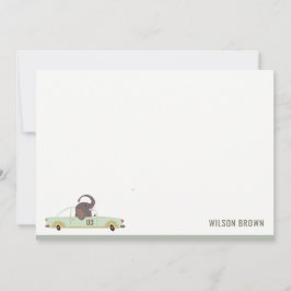 かわいい動物が車でお祝いシティロードの子供の誕生日 ノートカード