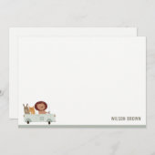 かわいい動物が車でお祝い 子供の誕生日 ノートカード (正面/裏面)