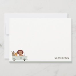 かわいい動物が車でお祝い 子供の誕生日 ノートカード