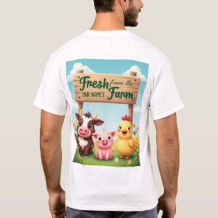 かわいい動物が農場の看板の下 Tシャツ