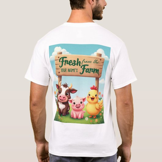 かわいい動物が農場の看板の下 Tシャツ (裏面)