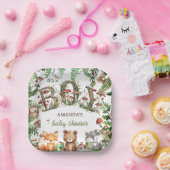 かわいい動物きのこの森の男の赤ちゃんシャワー ペーパープレート (パーティー)