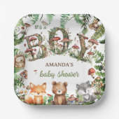 かわいい動物きのこの森の男の赤ちゃんシャワー ペーパープレート (正面)