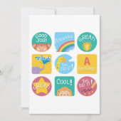 かわいい動物ごほうび やる気が出る クラスルームラベル 招待状 (正面)