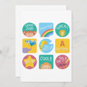 かわいい動物ごほうび やる気が出る クラスルームラベル 招待状 (正面/裏面)