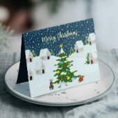 かわいい動物たちがいるクリスマス雪の村 案内状
