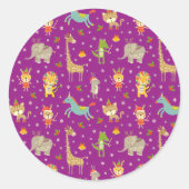 かわいい動物たちがクリスマスをお祝い ラウンドシール (正面)