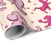 かわいい動物たちがピンク色に踊る ラッピングペーパー (ロールコーナー)