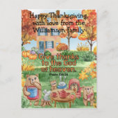 かわいい動物たちが感謝を表す 子供向け聖書 ポストカード (正面)