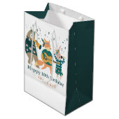 かわいい動物たちが曲がる ミディアムペーパーバッグ (正面アングル)