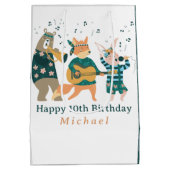 かわいい動物たちが曲がる ミディアムペーパーバッグ (裏面)