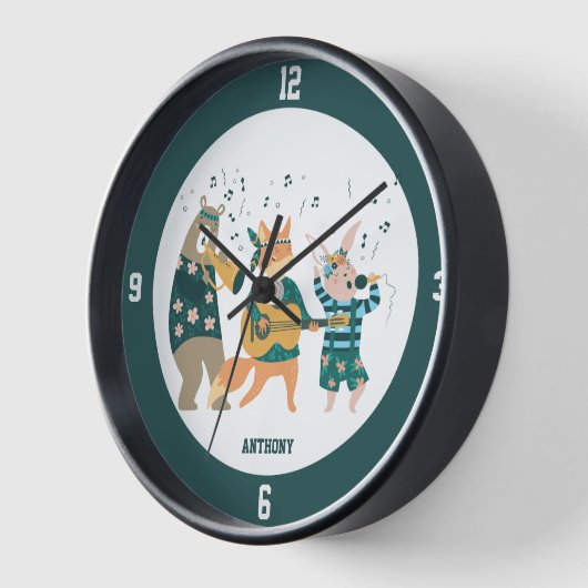 かわいい動物たちが曲がる 壁時計 (傾斜)