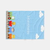 かわいい動物たちが電車の中でフリースブランケット フリースブランケット (正面(横))