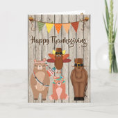 かわいい動物たちとおめでとう感謝祭 シーズンカード (正面)