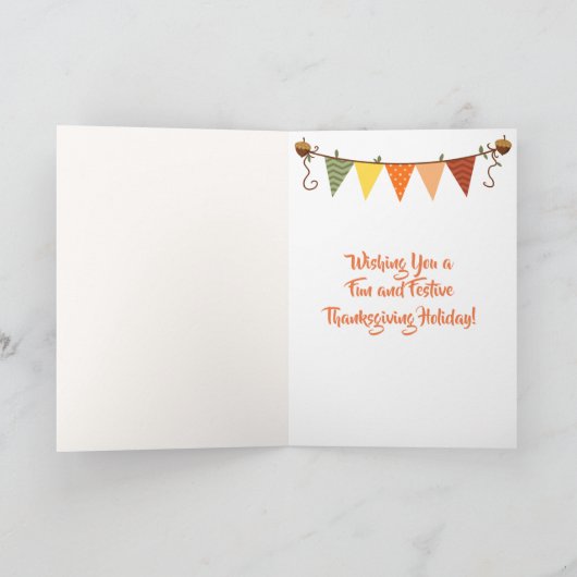 かわいい動物たちとおめでとう感謝祭 シーズンカード (内部)