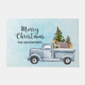 かわいい動物たちと一緒に楽しいクリスマストラック ドアマット (正面)