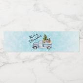 かわいい動物たちと一緒に楽しいクリスマストラック ペットボトルラベル (シングルラベル)