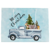 かわいい動物たちと一緒に楽しいクリスマストラック ラージペーパーバッグ (裏面)