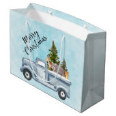 かわいい動物たちと一緒に楽しいクリスマストラック ラージペーパーバッグ (裏面アングル)