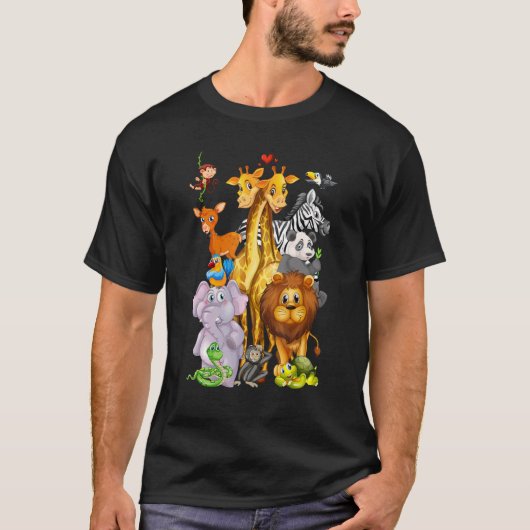 かわいい動物たちと動物園へおでかけ Tシャツ (正面)