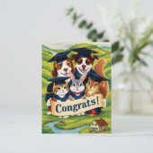 かわいい動物たちの大学卒業おめでとう ポストカード (スタンド正面)