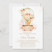 かわいい動物たちをメールで熱気球の赤ちゃんシャワー 招待状 (正面)