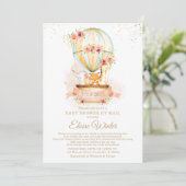 かわいい動物たちをメールで熱気球の赤ちゃんシャワー 招待状 (スタンド正面)