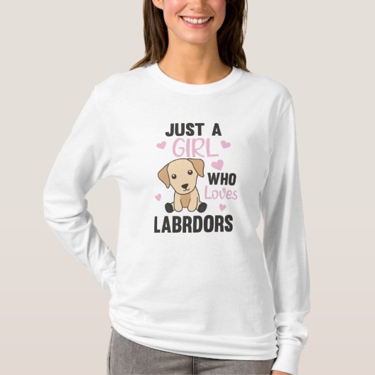 かわいい動物たちをラブラドール犬が大好きな少女 Tシャツ (正面)