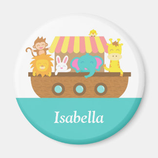 かわいい動物たちを船の子供たちに向けてノアパーソナライズされた マグネット